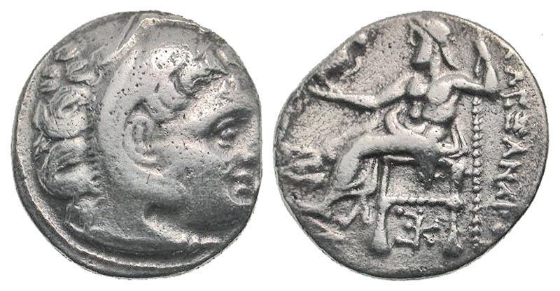 Macedonian Kingdom. Alexander III the Great. 336-323 B.C. AR drachm. Colophon mint, struck ca. 319-310 B.C. 