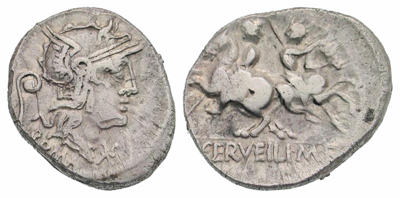 Geto-Dacian. Late 2nd century B.C, or later AR denarius. Monetary copy with hybrid transfer dies. 