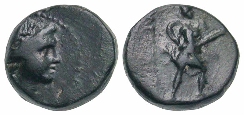 Thessaly, Magnetes. Mid 2nd century B.C. AE dichalkon. Ex BCD collection with his round tag. 