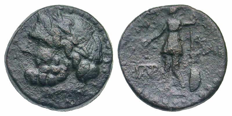 Sicily, Panormos. Ca. 208-180 B.C. AE 21. Q. Mallius, quaestor. 
