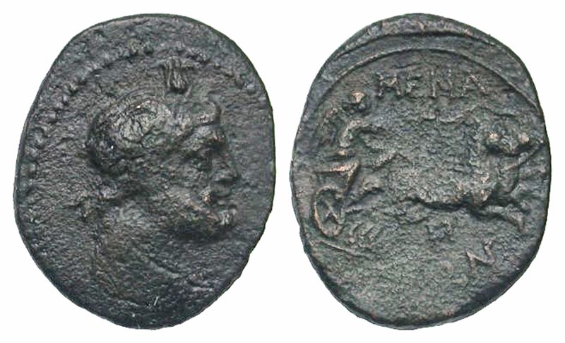 Sicily, Menainon. Caa. 2nd century B.C. AE pentonkion. Rare. Ex A. K. collection. 