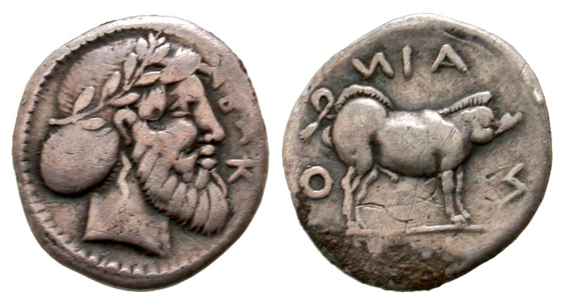 Sicily, Abakainon. ca. 450-400 B.C. AR obol. Very Rare. Ex Gorny & Mosch sale 200, 1172.