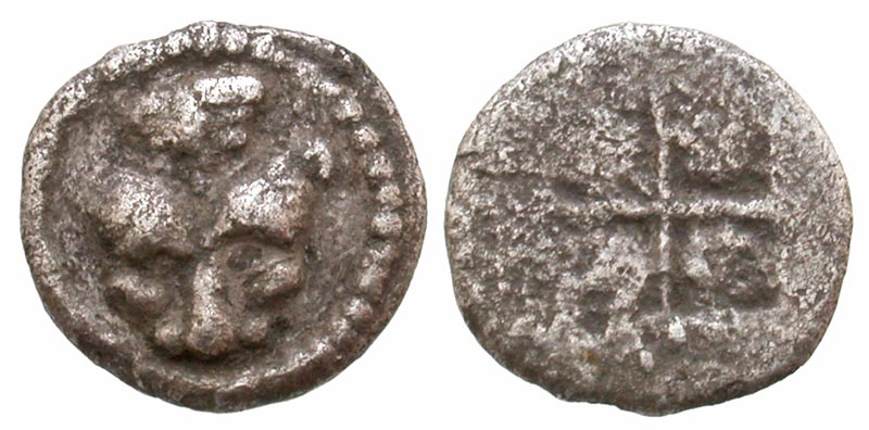 Macedon, Akanthos. ca. 500-470 B.C. AR obol. 