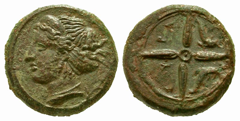 Sicily, Syracuse. Second Democracy. 466-405 B.C. AE hemilitron. Struck circa 405 BC. 
