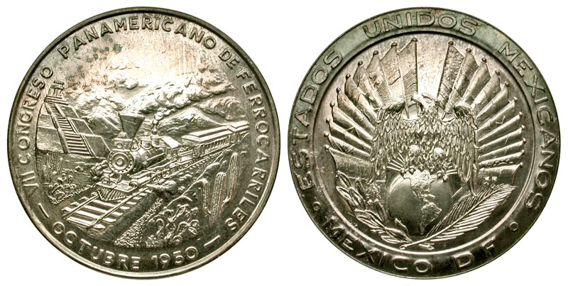 Mexico. AR 40 mm Medal. 7th Pan-American Railway Congress. 1950.