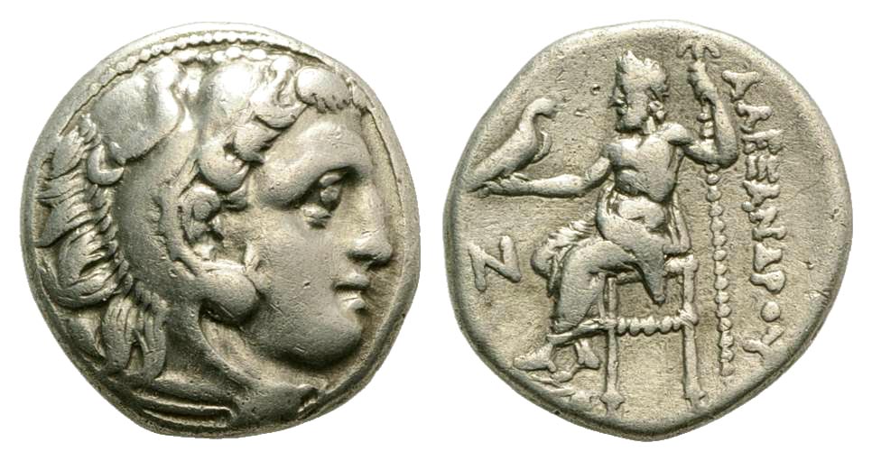 Macedonian Kingdom. Alexander III the Great. 336-323 B.C. AR drachm. Kolophon mint, Struck under Antigonos I Monophthalmos, ca. 310-301 B.C. 