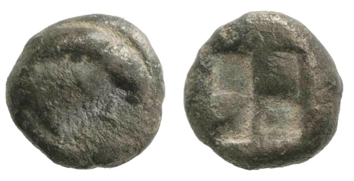 Aiolis, Kyme. Ca. 450-400 B.C. AR diobol. Rare. 