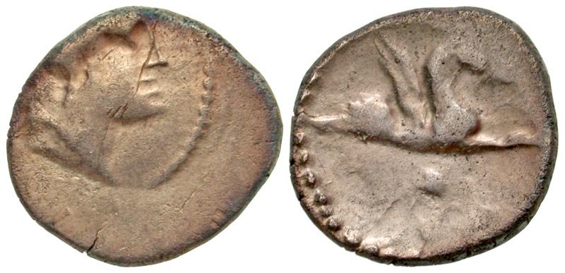 Middle Danube, Eravisci. Imitating L. Papius. End of the first century B.C. AR denarius. Rare. Ex RBW collection. 