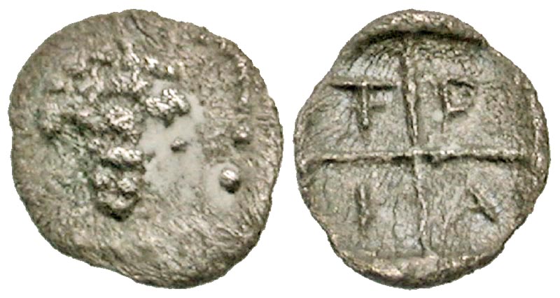 Macedon, Tragilos. Ca. 450-400 B.C. AR hemiobol. Rare. 