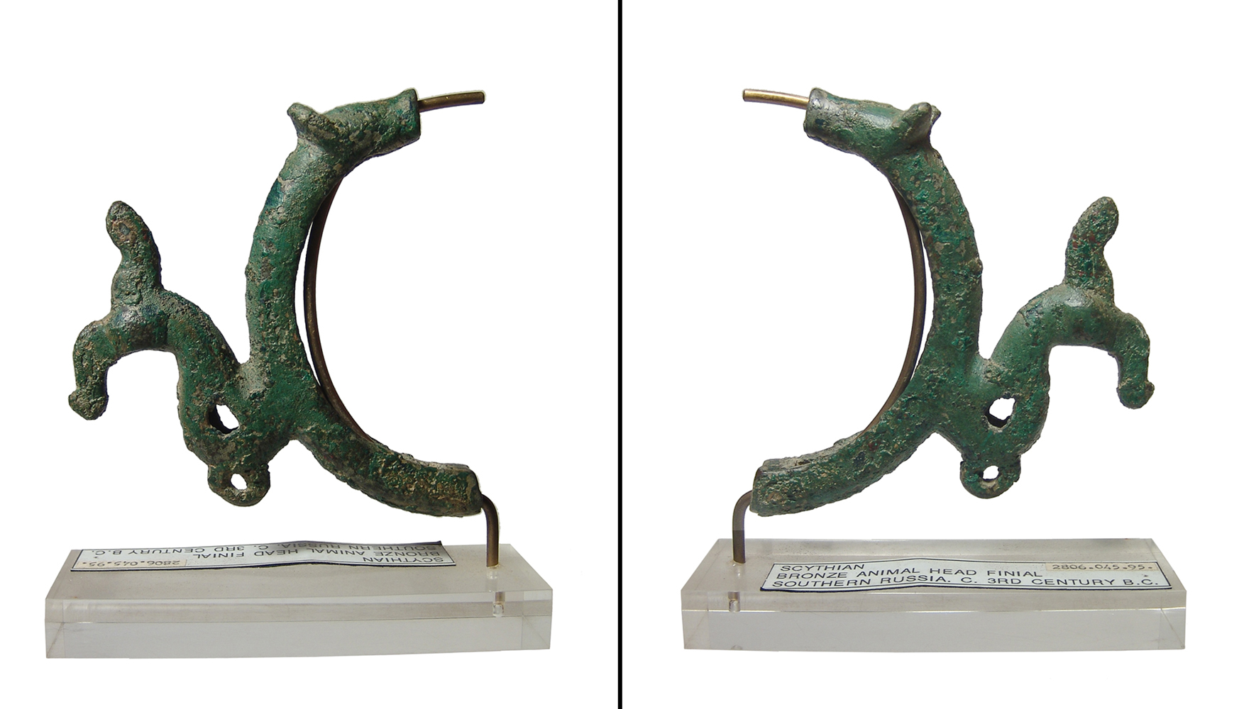 A nice Scythian zoomorphic bronze finial, ca. 3rd 2nd Century B.C