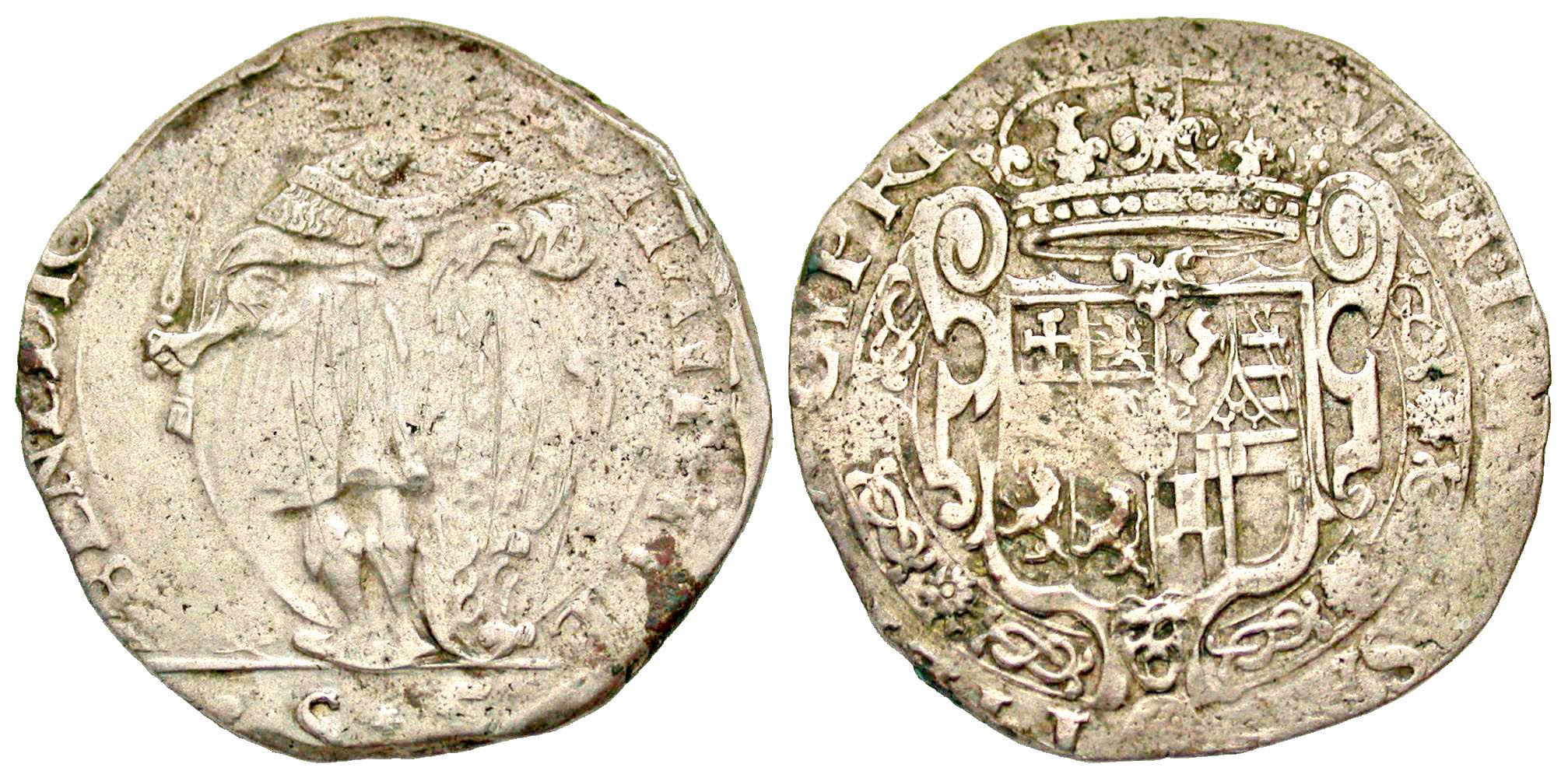 Italian States, Savoy. Vittorio Amedeo I. 1630-1637. AR 5 soldi. Type 3. Torino mint. Rare