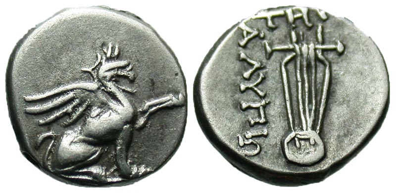 Ionia, Teos. Ca. 478-449 B.C. AR diobol. Rare.