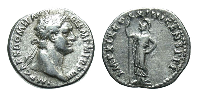 Domitian. A.D. 81-96. AR denarius. Rome mint, Struck A.D. 88-89 ...