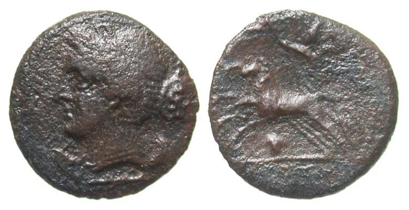 Bruttium, The Bretti. Ca. 214-211B.C.. Æ half uncia. 