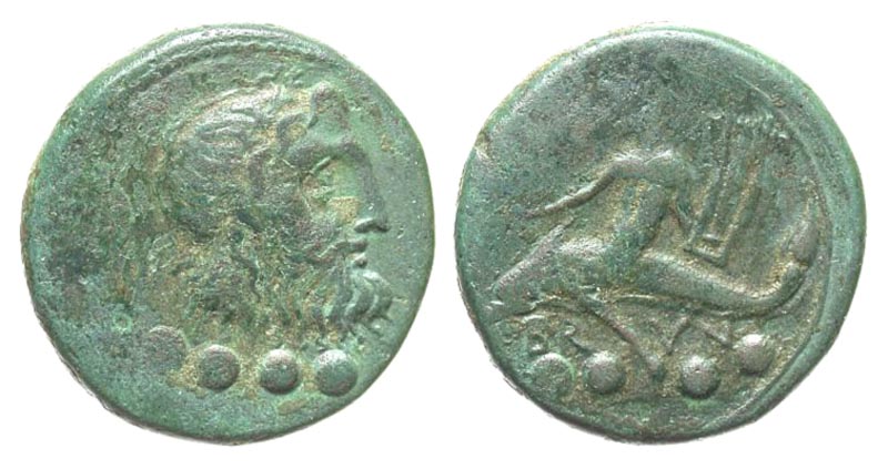 Calabria, Brundisium. ca. 2nd Century B.C. Æ triens. Scarce. 
