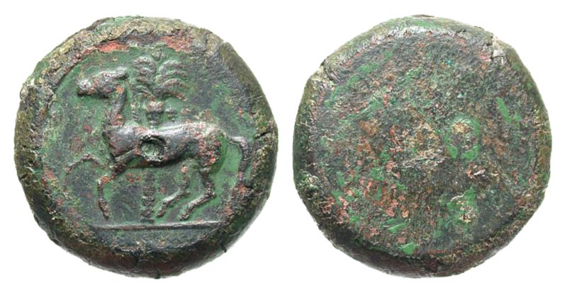 Sicily, Entella. Punic Issue; Counterfeit trial strike. Ca. 345-215 B.C. Æ tetradrachm. Rare. 