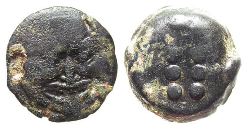 Sicily, Himera. Ca. 430-420 B.C. Æ hemilitron. Cast coinage. Reduced standard. 