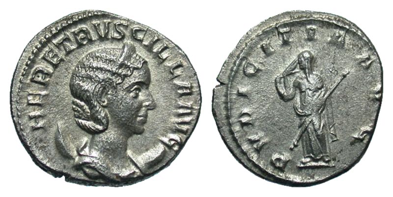 Herennia Etruscilla. Augusta, A.D. 249-251. AR antoninianus. Rome mint, Struck A.D. 250. 