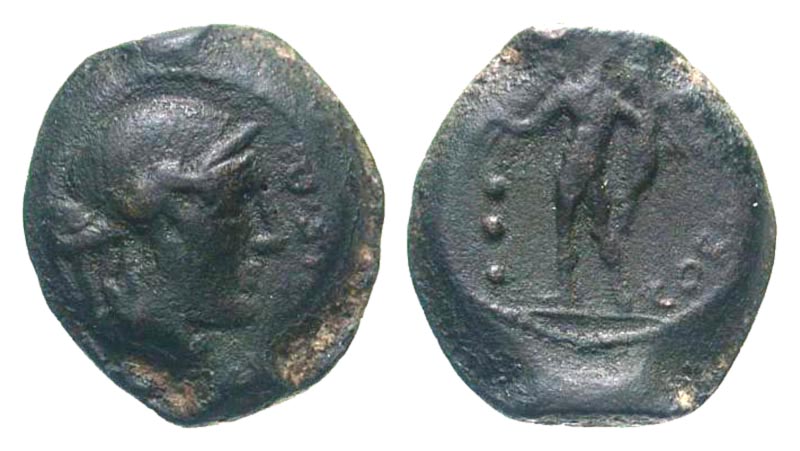 Iberia, Corduba. Mid 2nd century B.C. Æ quadrans. Cn. Juli. L.f., moneyer. 