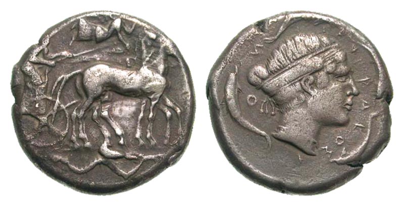 Sicily, Syracuse. Second Democracy. 466-405 B.C. AR tetradrachm. 