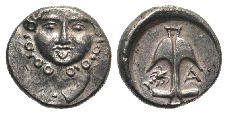 Thrace, Apollonia Pontika. Late 4th Century B.C. AR diobol. 