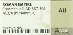 Constantius II. A.D. 337-361. Æ 3/4. Constantinople mint, A.D. 337-340. NGC Certified.