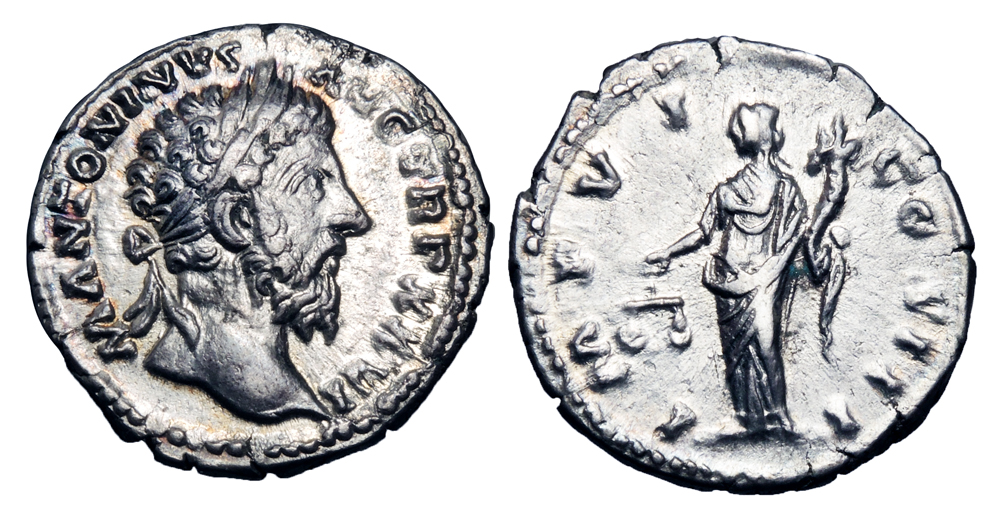 MARCUS AURELIUS, 161-180 AD. AR Denarius. ex. Forman collection. Agora  Auctions